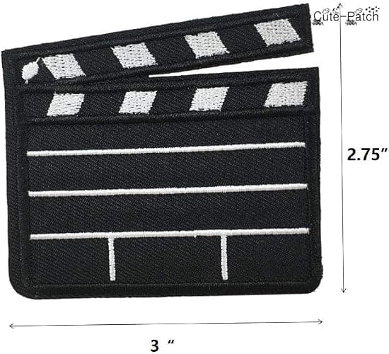 Cute-Patch Movie Film Production 'Clapperboard Logo - Embroidered Iron ON/SEW ON Patch thumbnail 3