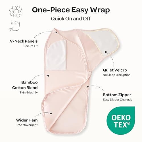 Momcozy Swaddles for Newborns, Quiet Fastener Suitable for Infant 0-3 Months, New-Parent-Friendly Swaddle Sack, Reduce Startle Reflex, Newborn Boys Girls Registry Essentials, 2-Pack, Bloom thumbnail 2
