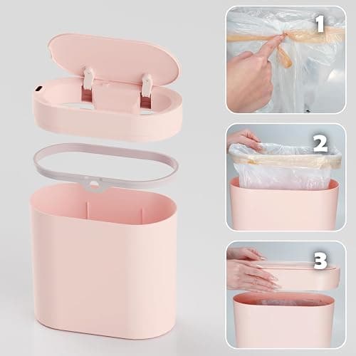 SYNCVIBE Bathroom Trash Can with Lid 2 Gallon Slim Motion Sensor Garbage Can Narrow Automatic Plastic Trash Bin for Bedroom, Living Room, Toilet, Office (Pink) thumbnail 6