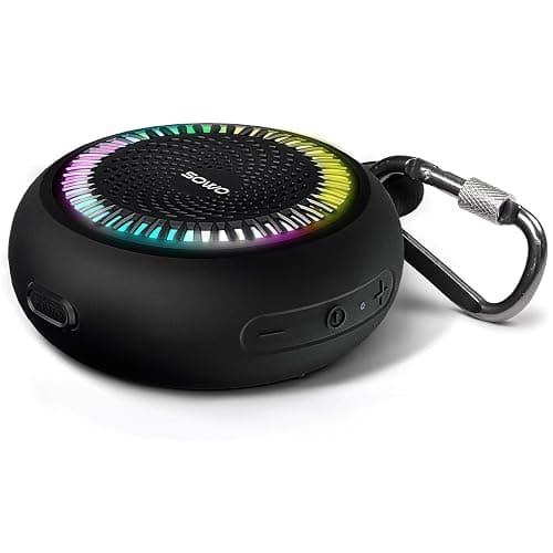 Portable Bluetooth Speaker Wireless - Small Shower Speaker Waterproof with Clip - Powerful Bass and Louder Volume - Colorful Lights and Lightweight with TWS Pairing - Black - Image 1