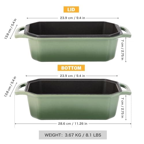 Flavehc Bread Pan Cast Iron Loaf Pan with Lid 9x5 Inch Bread Loaf Pan for Baking Bread Enameled Cast Iron Sourdough Bread Pan thumbnail 3