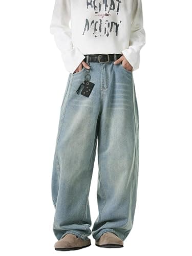 Baggy Hip Hop Jeans for Men Wide Leg Skater Denim Pants Casual Loose Fit Long Trousers - Image 1