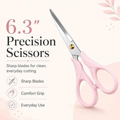 Aesthetic Pink Acrylic Scissors, 6.3" Craft Shears with Sharp Stainless Steel Blades for Home Office & School, Cute Stationery Tools for Bullet Journaling, Scrapbooking & Gift Wrapping thumbnail 3