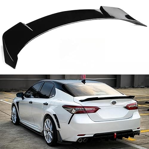 Oasiland Rear Spoiler Compatible with 2018-2024 Toyota Camry SE XSE L LE XLE Hybrid, V2 Style Fits for 2018 2019 2020 2021 2022 2023 2024 Sedan, Trunk Duckbill High Kick Wing Lip Glossy Black - Image 1