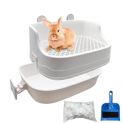 Tfwadmx Rabbit Litter Box Bunny Potty Training Litter Boxes Guinea Pig Corner Bedding Box Small Animal Toilet for Ferret,Chinchilla,Galesaur(White) - Image 1