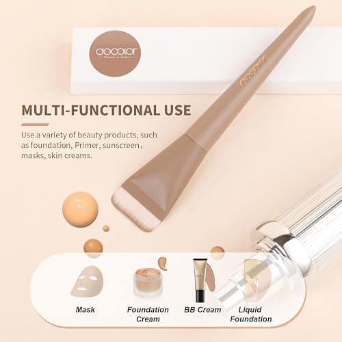 docolor Flat Foundation Brush Korean Makeup Brush Liquid Makeup Brush Premium Makeup Face Brush for Blending, Cream, Thin Foundation Brush Makeup Tool Face Foundation Flat Brush,Khaki thumbnail 5