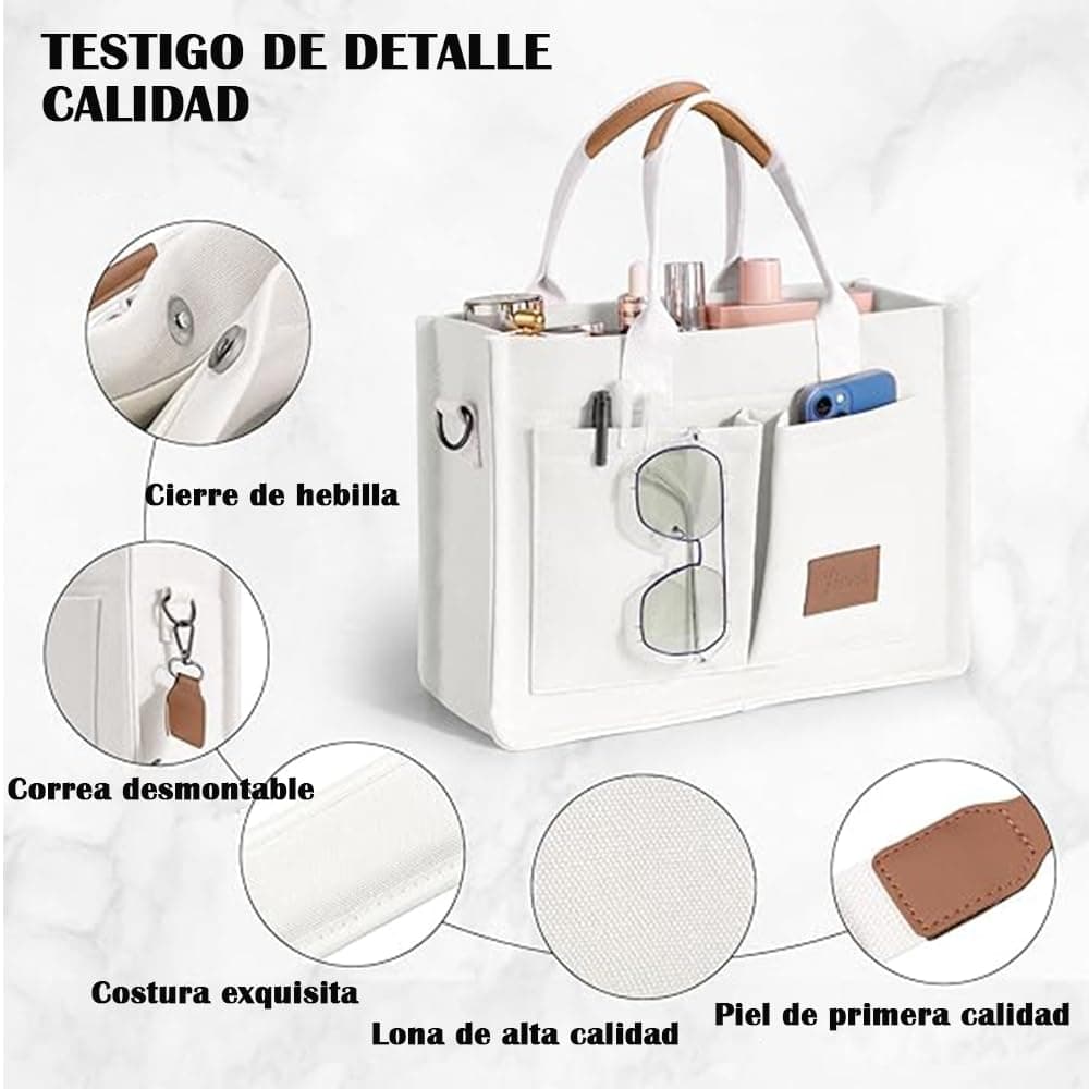 Lumbor37 Bolsa de Lona para Mujer con Hebilla, Tote Bag Cruzada para Oficina, Bolsillo con Cremallera Integrado, Viajes, Bolso Escuela thumbnail 4