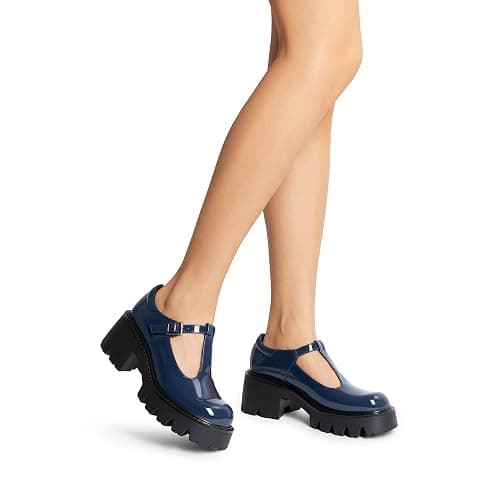 DREAM PAIRS Women's T-Strap Mary Jane Pumps Shoes | Round Toe Comfortable Low Platform Chunky Block Dress Heels Lug Sole Y2K Pumps Shoes for Work Wedding Party Graduate thumbnail 2
