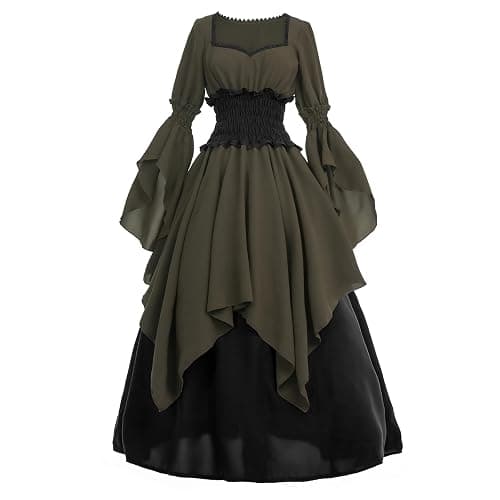 LTAKK Renaissance Dress Medieval Costume Victorian Dresses Women Peasant Gothic Fairy Witch Wedding Dress - Image 1