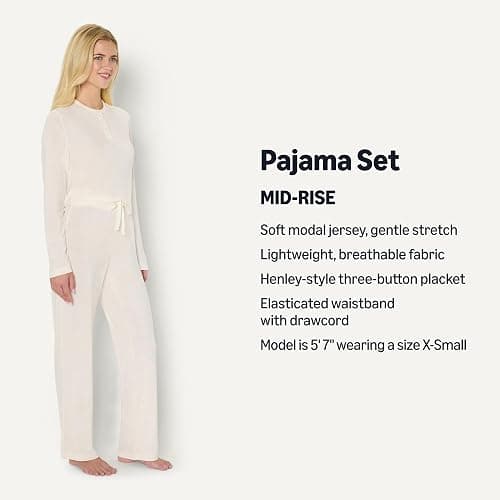 Amazon Essentials x Sofia Grainge Women's Long Sleeve Henley Pajama Set thumbnail 2