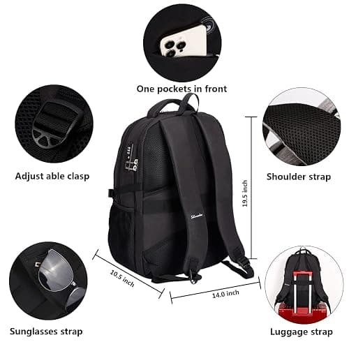 SHRRADOO Anti Theft Laptop Backpack Travel Backpacks with usb Charging Port for Women Men High School College Backpack Computer Bag Fits 17 Inch Laptop,Grey thumbnail 3