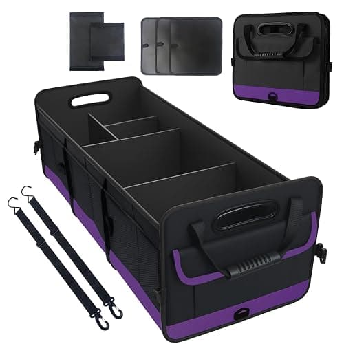 AOPHY Foldable Trunk Organizer for Car SUV Truck 95L | Portable storage with straps. Waterproof and sturdy. Folds flat when not in use. Great for drivers. Purple Car Accessories - Image 1