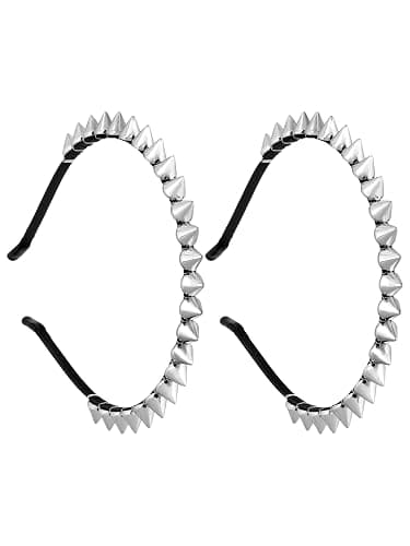 Sacina Gothic Emo Punk Grunge 2 Pieces of Black Spike Headbands, Goth Hair Accessories, Goth Halloween Hair Accessories - Image 1