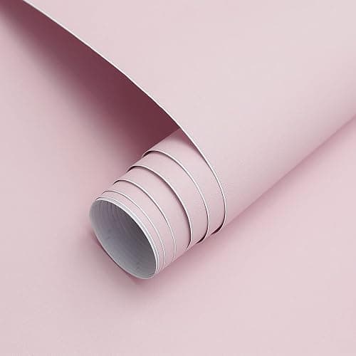 HeloHo Solid Light Pink Wallpaper Matte Textured Peel and Stick Wallpaper 118"X15.7" Modern Self Adhesive Removable Wall Paper Waterproof Contact Paper for Living Room Bedroom Decor - Image 1