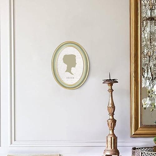 AELS 4x6 Inch Vintage Picture Frame, Elegant Antique Photo Frames with Glass Front, Photo Display, Tabletop Wall Hanging, Gift Ideas, Oval Sage Green with Gold Trim thumbnail 7