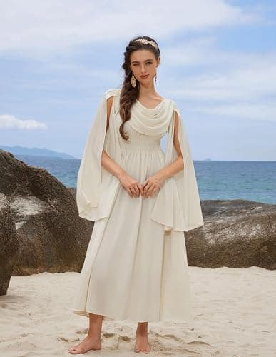 Scarlet Darkness Women Renaissance Dress Split Bell Sleeve Cowl Neck Peasant Medieval Dress thumbnail 3