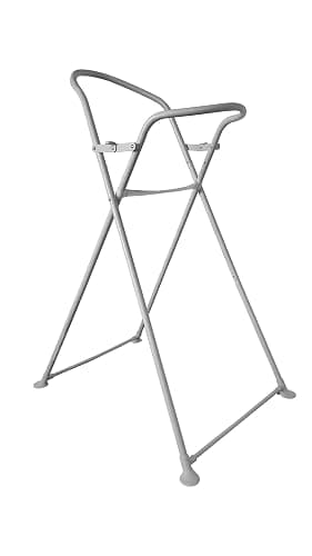 Shnuggle Newborn Baby Bath | Built in Support Bump and Soft Backrest | Suitable from Newborn | Bath Seat Support Includes Plug | White with Grey backrest & New Folding Bath Stand thumbnail 5