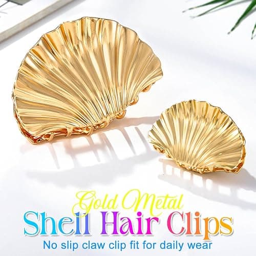 Kilshye Shell Hair Claw Clips Gold Metal Hair Clips Seashell Hair Accessories for Women (Pack of 2) thumbnail 2