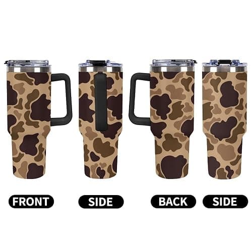 JOJOART Large Capacity Car Cup 40 Oz Duck Vintage Camouflage Stainless Steel Travel Tumbler Coffee Mug Insulated Bottles Tumbler with Lid And Straw Leak-Proof thumbnail 4