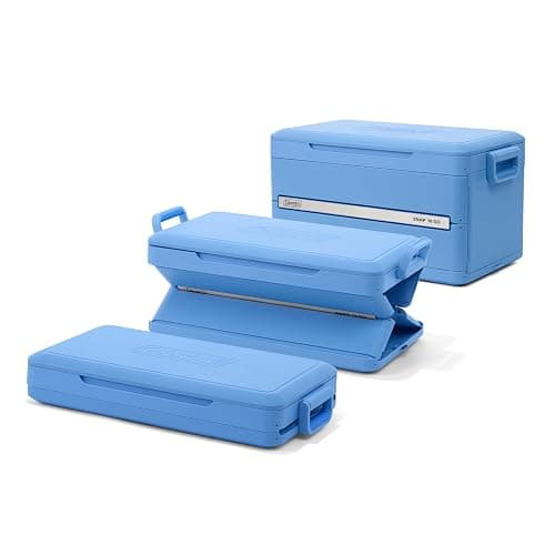 Coleman Snap N Go 45qt Collapsible Hard Cooler, Keeps ice Cold for up to 55 Hours, Holds up to 76 cans, Collapses up to 1/3 its Size, Can Hold up to 200 pounds, Blue Sky thumbnail 2