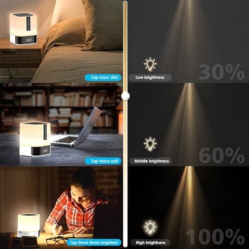 Hetyre Night Light Bluetooth Speaker, 5 in 1 Touch Control Bedside Lamp Dimmable Multi-Color Changing, Bedroom Alarm Clock, Best Birthday Gift Ideas for 10 11 12 13 14 Year Old Teenage Girls/Boys thumbnail 7