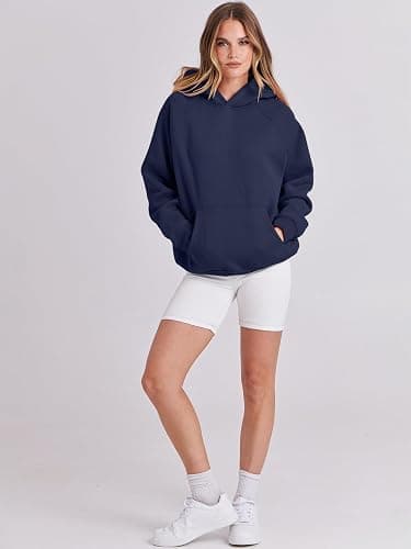 ANRABESS Women Hoodies Oversized Fleece Long Sleeve Comfy Casual Basic Pullover Sweatshirts 2025 Fall Outfits Sweater - Small - Navy Blue thumbnail 5