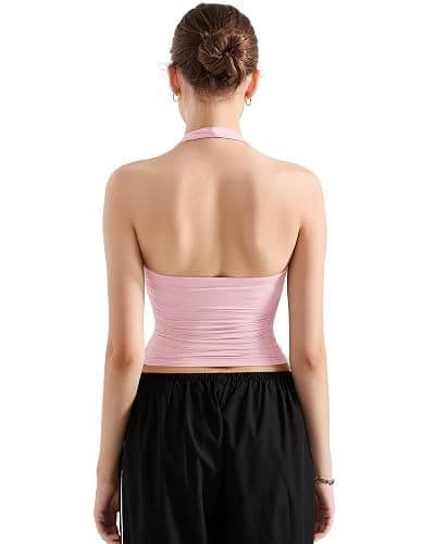 SUUKSESS Women Halter Tank Tops Double Lined Backless Y2K Trendy Going Out Tops thumbnail 4