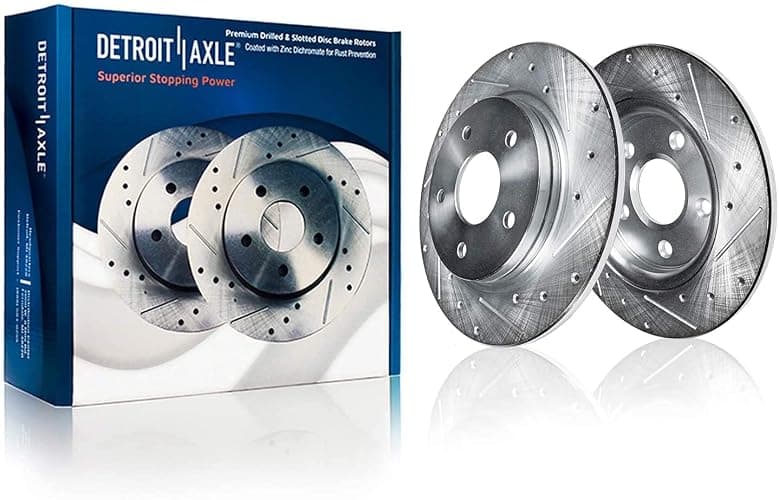 Detroit Axle - Brake Kit for 07-17 Jeep Wrangler Drilled Disc Brake Rotors 2007 2008 2009 2010 2011 2012 2013 2014 2015 2016 2017 Brakes Pads Replacement : 11.89" inch Front 12.44" inch Rear Rotors thumbnail 6