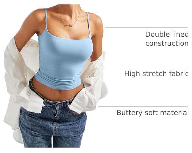 SUUKSESS Women Double Line Square Neck Tank Top Summer Y2K Going Out Basic Cami Shirt thumbnail 4
