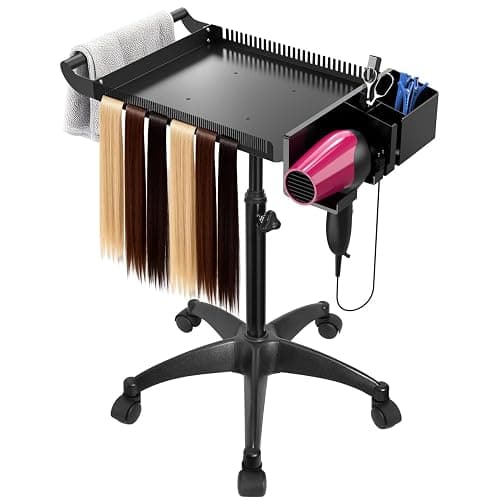 Hairstylist Rolling Cart, Salon Tray Cart on Wheels, Salon Trolley Braiding Hair Rack,Coloring Tray with Holder, Rolling Tool Trolley Hairstylist Station Organizer - Image 1