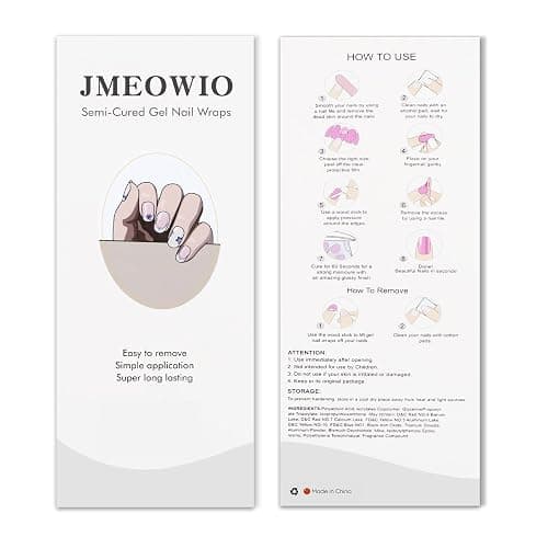 JMEOWIO Semi Cured Gel Nail Strips Flower French Tip Gel Nail Stickers Wraps UV/LED Nails Art Design Decoration Accessories thumbnail 6