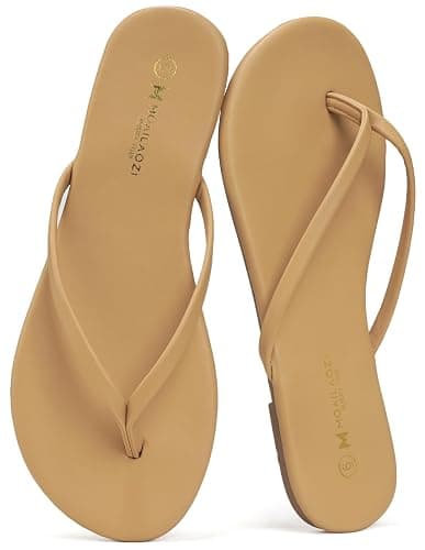MOAILAOZI Flip Flops for Women With Memory Foam Insole Support,Soft Fabric Fits Comfortably Lightweight Slippers, Non-Slip Durable Beach Sandals Slip On Thong Cushion Flat Dressy - Image 1