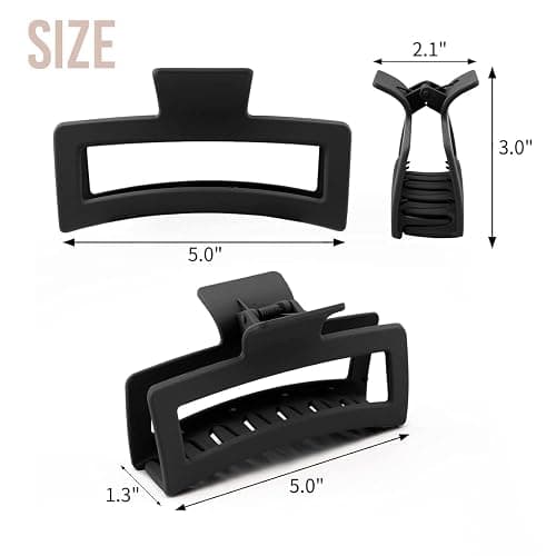 5 Inche Black and White Extra Large Claw Clips for Thick and Long Hair, 4 Pack Xl Jumbo Oversized Matte Non-slip Rectangle Hair Clips for Women, Big Strong Hold Jaw thumbnail 4