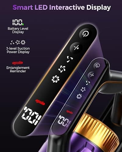 Cordless Vacuum Cleaner, 580W/48Kpa Vacuum Cleaners with 65 Min Runtime, Lightweight Wireless Vacuum with LED Headlights/Screen, wall mount, Removable Handheld Vacuum for Pet Hair/Carpets/Floors/Sofa thumbnail 4