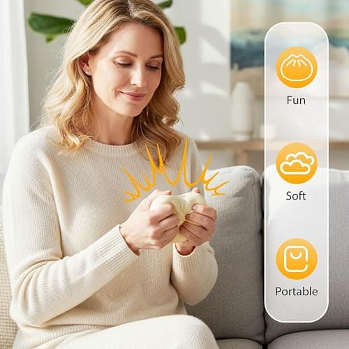 Dumpling Squishies, 2026 New Handmade Pressure Relief Balls, Dumplings Stress Fidget Sensory Balls with Food Steamer, Stress Relief Fidget Relaxation Gift (White) thumbnail 3
