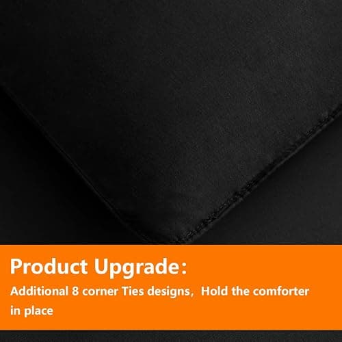 TAIMIT Black Full Size Comforter Set - 7 Pieces, Bed in a Bag Bedding Sets with All Season Soft Quilted Warm Fluffy Reversible Comforter,Flat Sheet,Fitted Sheet,2 Pillow Shams,2 Pillowcases | Black, Full Size, 7 Pieces, All Season, Soft, Quilted, Warm, Fluffy, Comforter, Flat Sheet thumbnail 5
