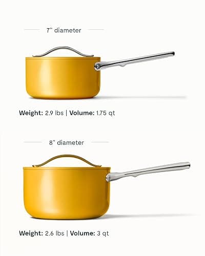 Caraway Nonstick Ceramic Sauce Pan with Lid (1.75 qt) - Non Toxic, PTFE & PFOA Free - Oven Safe & Compatible with All Stovetops (Gas, Electric & Induction) - Marigold thumbnail 4
