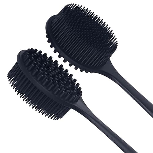 DNC Back Scrubber for Shower Soft Silicone Bath Body Brush with Long Handle (Black) thumbnail 5