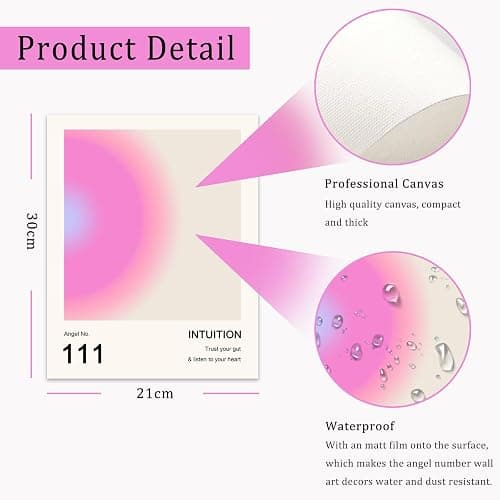 Aura Angel Numbers Poster, Colorful Gradient Posters for Room Aesthetic, Minimalist Inspirational Quotes Canvas Wall Art Paintings, Abstract Y2k Style Bedroom Wall Art for Girl's Room, Dorm thumbnail 6