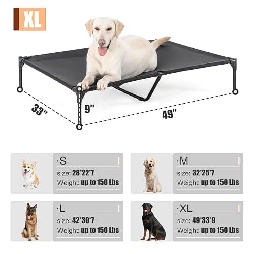 Garnpet XL Elevated Dog Bed for Large Dogs, Extra Raised Dog Cot Beds, Heavy Duty Pet Cots with Durable Supportive Teslin Recyclable Mesh, Indoor & Outdoor Pet Bed thumbnail 4