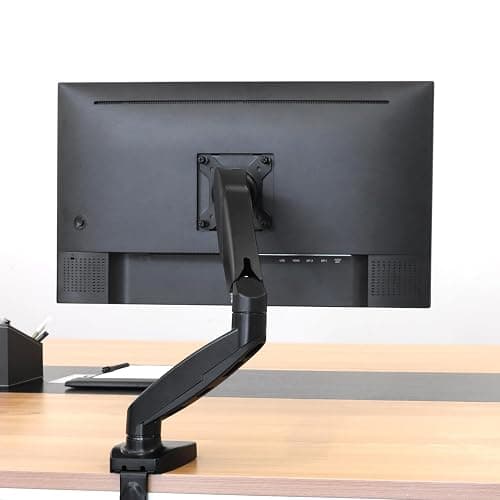 Amazon Basics Gas Spring Single Computer Monitor Arm Mount, Adjustable, Holds up to 27" Monitors, Black thumbnail 7