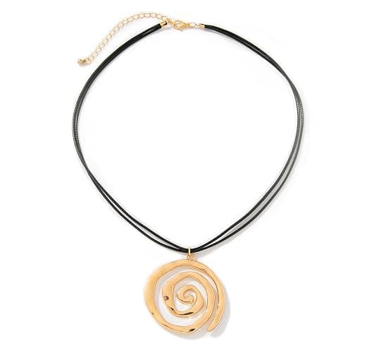 Chunky Gold Spiral Pendant Necklace for Women – Boho Statement Jewelry with Swirl Design – Gold Chunky Chain Necklace, Bold Bohemian Accessory for Trendy Outfits - Image 1