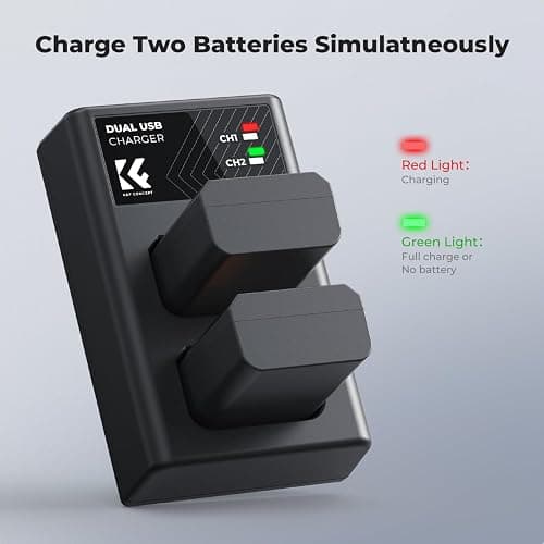 K&F CONCEPT NP-FW50 Battery and Dual Slot Charger for Sony ZV-E10 A6500 A6400 A6300 A6000 A7 A7II A7RII A7SII A7S A7R A7R2 NEX-3 NEX-5 Cameras thumbnail 4