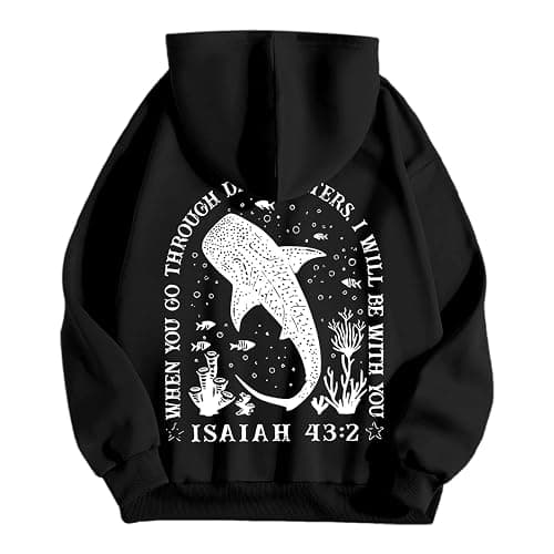 Whale Shark Hoodies For Teen Girls | Ocean Graphic Preppy Sweatshirts Oversized Y2k Pullover Tops Long Sleeve Fall Outfits thumbnail 5