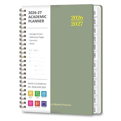 Planner 2026-2027, Weekly and Monthly Calendar Planner, JUL 2026 - JUN 2027 | A5(6.3'' x 8.5''), Hardcover, Agenda Book, Sprial Bound, Inner Pocket, Office and School Use - Image 1