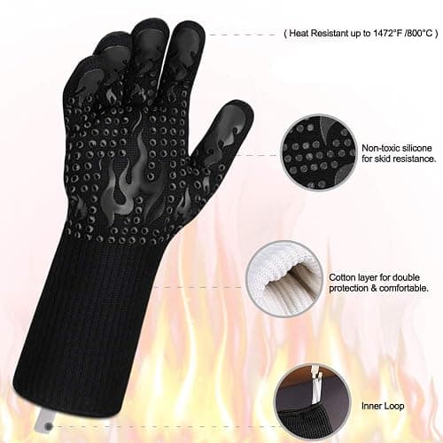 Comsmart BBQ Gloves, 1472 Degree F Heat Resistant Grilling Gloves Silicone Non-Slip Oven Gloves Long Kitchen Gloves for Barbecue, Cooking, Baking, Cutting thumbnail 5
