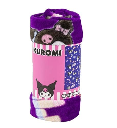 Kuromi & Friends Soft Silky Fleece Throw 40"x50" Kids Blanket “Neon Kuromi” - Image 1
