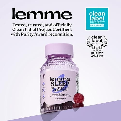 Lemme Sleep Gummies with 5mg Melatonin, 30-Day Supply | 5 mg Melatonin, Elderberry, Magnesium, L-Theanine, Chamomile, Lavender, Drug-Free Sleep Aid, Gluten & Gelatin Free, Non GMO thumbnail 4