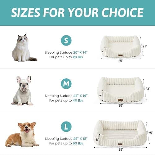 COZY KISS Orthopedic Dog Bed for Small Dogs & Cats - Washable Rectangle Pet Bed with Anti-Slip Bottom, Soft Calming Cat & Puppy Bed for Indoor Pets (25"x21"x6", Cream) thumbnail 2