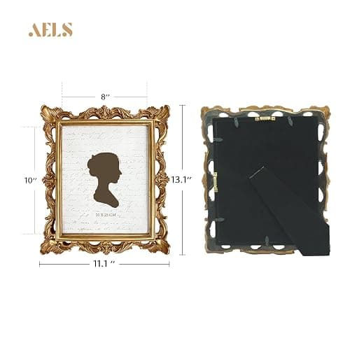 AELS 8x10 Inch Vintage Picture Frame, Elegant Antique Photo Frames with Glass Front, Photo Display, Tabletop Wall Hanging, Gift Ideas, Golden Bronze thumbnail 3